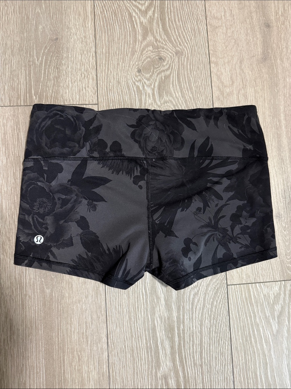 lululemon athletica Black Floral mid-Rise Bike Shorts
